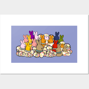 Easter Bunny Rabbits Chicks and Easter Eggs Posters and Art